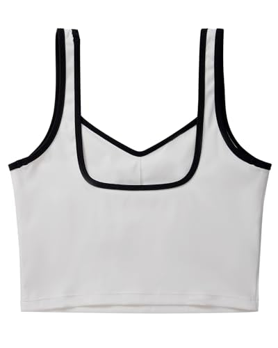 PRODUCTO 674 SUUKSESS Sujetador deportivo largo con escote corazón para mujer, camiseta sin mangas corta y acolchada para entrenamiento básico (blanco, S)