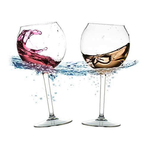 PRODUCTO 709 Copas de vino flotantes para piscina (18 oz | Juego de 2) que flotan | Copas de vino irrompibles junto a la piscina | Copa flotante | Vidrio de playa | Copas de vino de plástico Tritan para exteriores con vástago