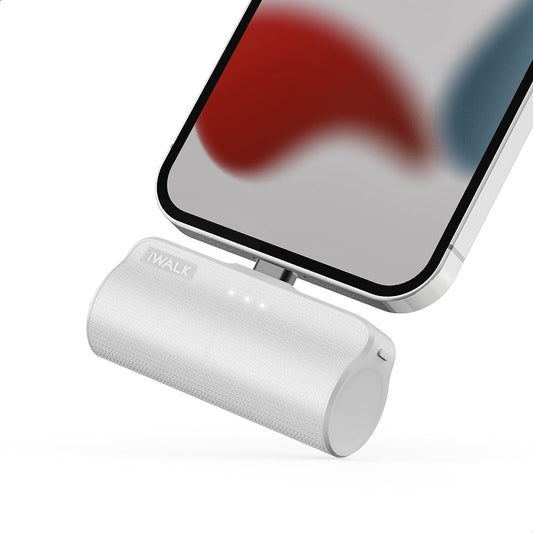iWALK Portable Charger with Built in Plug, 3350mAh Tiny Power Bank Small Battery Pack Compatible with iPhone 14/14 Pro/13/13 Pro/12/12 Pro/11/XR/XS/X/8/7/6,AirPods,White