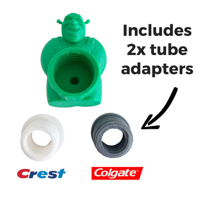 PRODUCTO 664 TUBECAPZ Divertido adorno para pasta de dientes Shrek, incluye 2 adaptadores para tubos Crest y Colgate (Shrek)