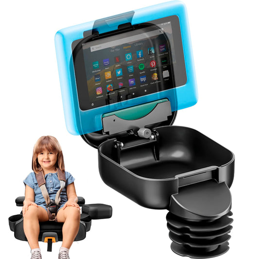 PRODUCTO 733 Consola integral para niños para asiento de automóvil - Organizador de automóvil mejorado para niños Soporte para tableta ajustable - Consola portavasos para asiento de automóvil con contenedor de almacenamiento