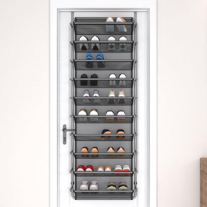 PRODUCTO 697 UDD Zapatero, organizador de zapatos sobre la puerta de 10 niveles, estante para zapatos con ganchos de metal, estante colgante para almacenamiento de zapatos para armario (gris, 10 niveles)