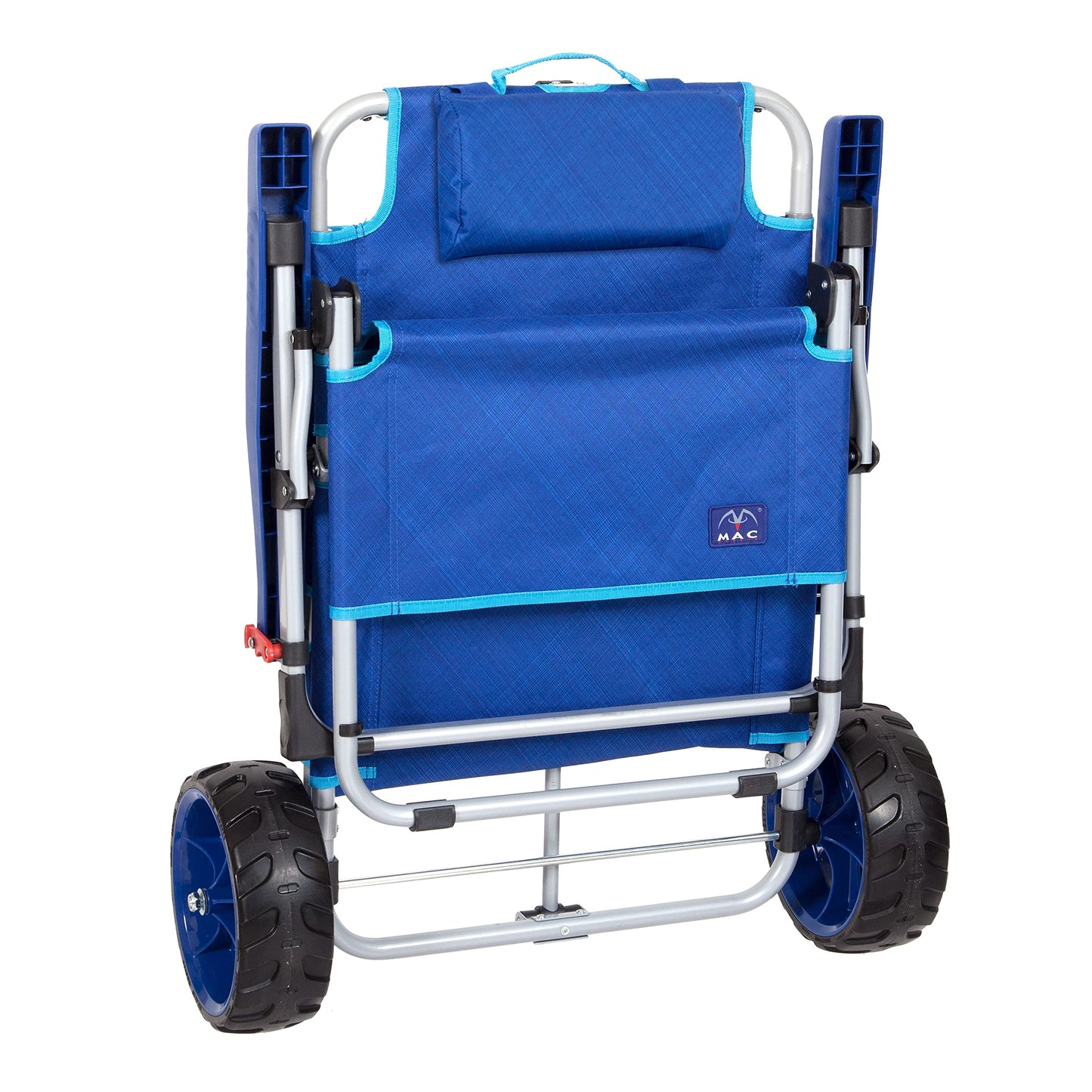 PRODUCTO 656 Mac Sports Beach Day - Chaise lounge plegable con combinación de carrito integrado y ruedas pesadas, perfecto para la playa, el patio, la piscina o el picnic