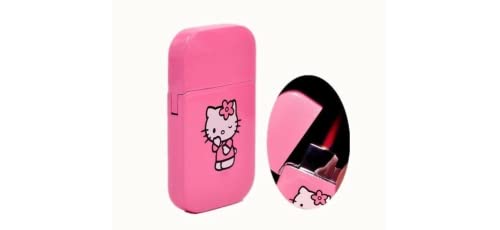 PRODUCTO 221 NIVEK Pink Glitter Kitty Pink Flame Pocket Encendedor KT Cat Recargable Kawaii Y2K Estética Llama a prueba de viento