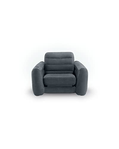 INTEX 66551EP Inflatable Pull-Out Chair: Built-in Cupholder – Velvety Surface – 2-in-1 Valve – Folds Compactly – 89" x 46" x 26"