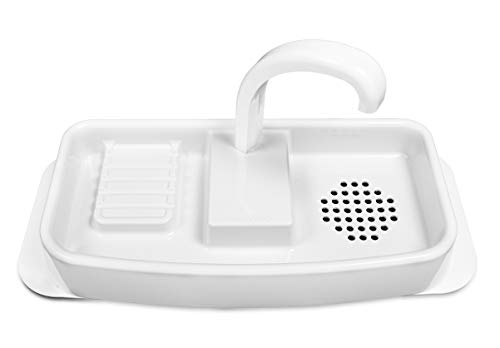Lavabo de inodoro de plástico blanco – 15,25” – 20”. Cubierta para fregadero de tanque de inodoro utilitario de montaje en superficie con grifo y fregadero incorporados para lavarse las manos y descargar: lo imprescindible para conservar el espacio
