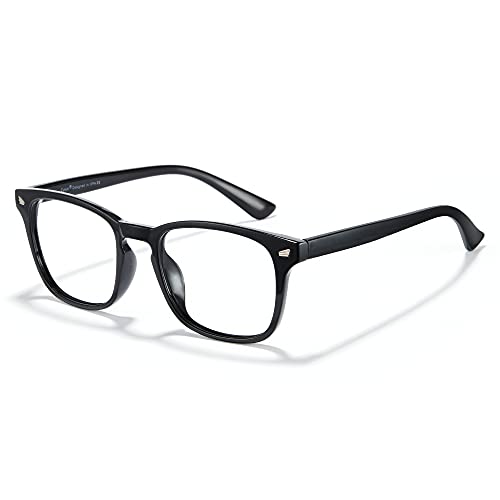 Cyxus Gafas de luz azul grandes, gafas de ordenador negras para hombres, gafas con filtro de bloqueo UV para pantallas digitales, lentes transparentes cuadradas, marco de gafas clásico retro para mujer, anti fatiga ocular, alivia los dolores de cabeza