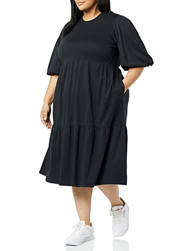 PRODUCTO 589-2 Amazon Essentials Vestido ajustado y con vuelo de algodón orgánico para mujer (disponible en tallas grandes) (anteriormente Amazon Aware), negro, XX-Small