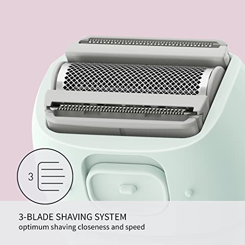 Panasonic Close Curves Maquinilla de afeitar eléctrica para mujer, afeitadora inalámbrica de 3 hojas con recortadora emergente, funcionamiento en seco húmedo - ES-WL60-G (menta)