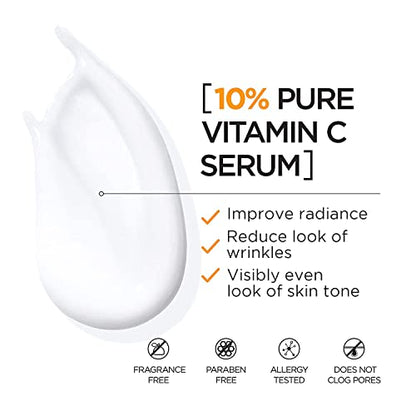 L'Oreal Paris Revitalift 10% Pure Vitamin C Face Serum, piel más brillante, arrugas reducidas, sin fragancia 1 0z.