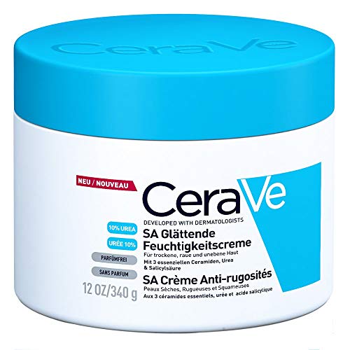 CeraVe SA Crema hidratante suavizante con ceramidas esenciales, urea y ácido salicílico | Sin fragancia 12oz