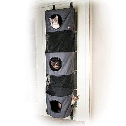 PRODUCTO 135 K&H Pet Products Hangin' Cat Condo Muebles para gatos montados en la puerta Árbol para gatos Gris elegante de 5 pisos de gran altura