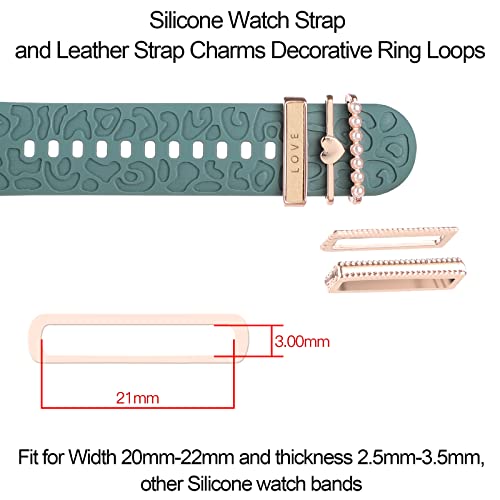Anillos decorativos compatibles con correas de silicona Apple Watch Charms 45 mm 44 mm 42 mm 41 mm 40 mm 38 mm iWatch Series 8 7 6 5 4 3 2 1 Correa de reloj Accesorios de dijes de diamantes de metal (sin banda)