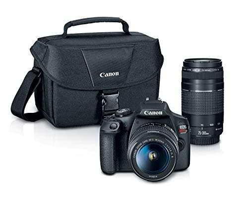 Cámara DSLR Canon EOS Rebel T7|Kit de 2 lentes con lente EF 18-55 mm + lente EF 75-300 mm, negro