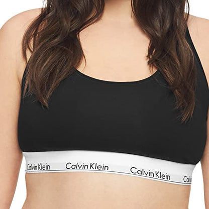 Calvin Klein Bralette sin aros y sin relleno de poliéster y elastano para mujer (29639810003_Negro_Medio)