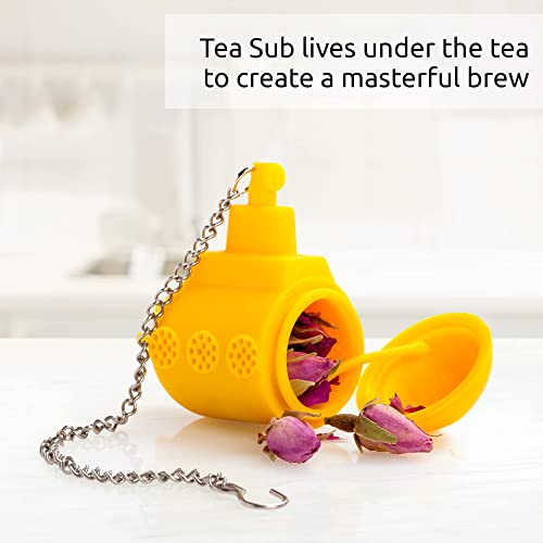 OTOTO Tea Sub Tea Steeper- Cute Tea Infuser for Loose Tea- Silicone Tea Infuser- Yellow Submarine Tea Holder, Loose Leaf- Tea Infusers For Loose Tea, Cute Kitchen Gadget