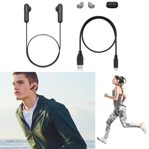 Sony Auriculares Bluetooth Extra Bass, Auriculares deportivos inalámbricos con micrófono/micrófono, IPX4 estéreo a prueba de salpicaduras, confort, gimnasio, correr, entrenamiento, hasta 8,5 horas de batería, negro (versión internacional)