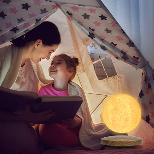 DTOETKD Lámpara de luna flotante, lámpara de luna levitante magnética, 18 colores, luz nocturna giratoria 3D de 5,9 pulgadas con control remoto y base magnética, decoración de la habitación, luz de luna, regalos de cumpleaños y Navidad para niños