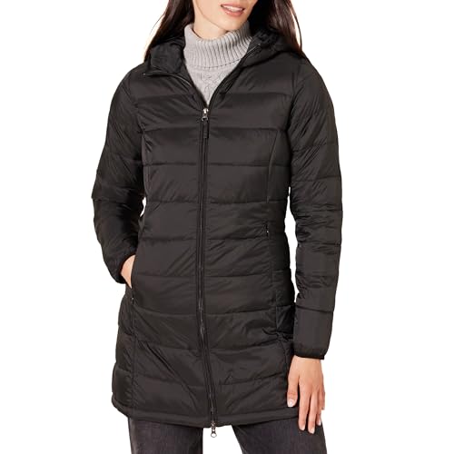 PRODUCTO 31 Amazon Essentials Abrigo acolchado ligero con capucha resistente al agua para mujer (disponible en tallas grandes), negro, grande