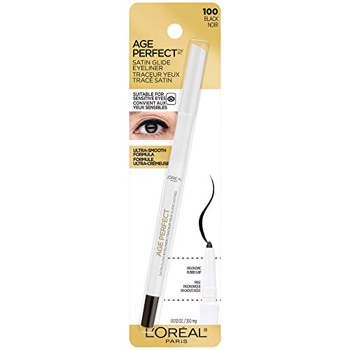 L'Oréal Paris Age Perfect Satin Glide Delineador de ojos con pigmentos minerales, negro