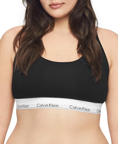 Calvin Klein Bralette sin aros y sin relleno de poliéster y elastano para mujer (29639810003_Negro_Medio)