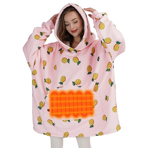 PRODUCTO 138 Keltne Manta con capucha con calefacción USB, manta portátil de gran tamaño, manta con capucha Sherpa, manta cálida y acogedora, regalos para mujeres, niñas y adultas