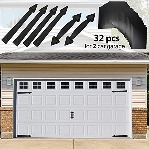 PRODUCTO 461 Eapele Kit de decoración magnética para puerta de garaje que incluye bisagras y manijas de imitación para ventanas, color negro