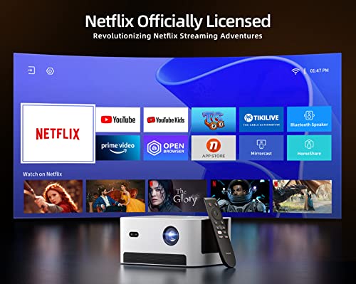 Dangbei Neo Proyector Inteligente, Proyector Portátil con Licencia Oficial de Netflix con WiFi y Bluetooth, Proyector de Películas Nativo Compacto 1080P, HDR10, Keystone Automático, Enfoque Automático, Altavoces Dolby Audio 2x6W