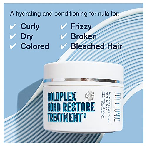 Mascarilla para el cabello BoldPlex 3 - Tratamiento de proteínas acondicionador profundo para cabello seco y dañado - Productos humectantes acondicionadores para cabello rizado, decolorado o encrespado - Vegano y libre de crueldad - 6.76 onzas líquidas