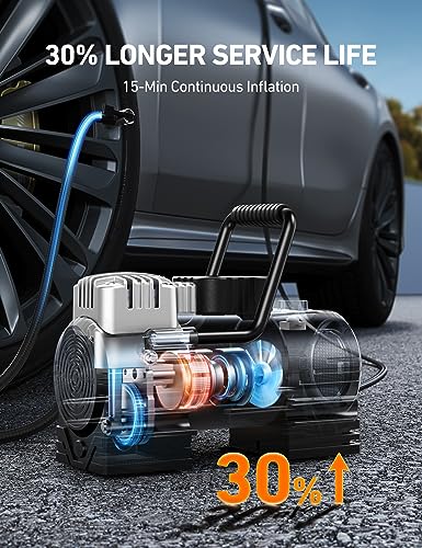 PROCUCTO 65 AstroAI Inflador de neumáticos Compresor de aire portátil (hasta 150 PSI) Bomba de neumáticos para coche Bomba de aire digital de 12 V CC con 12 LED Luz superbrillante para bicicletas, motocicletas, accesorios para automóviles