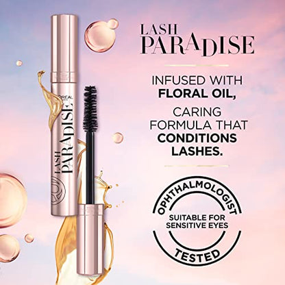 L’Oréal Paris Makeup Lash Paradise Mascara, Voluptuous Volume, Intense Length, Feathery Soft Full Lashes, No Flaking, No Smudging, No Clumping, Black, 0.25 Fl Oz (Pack of 1) Packaging May Vary