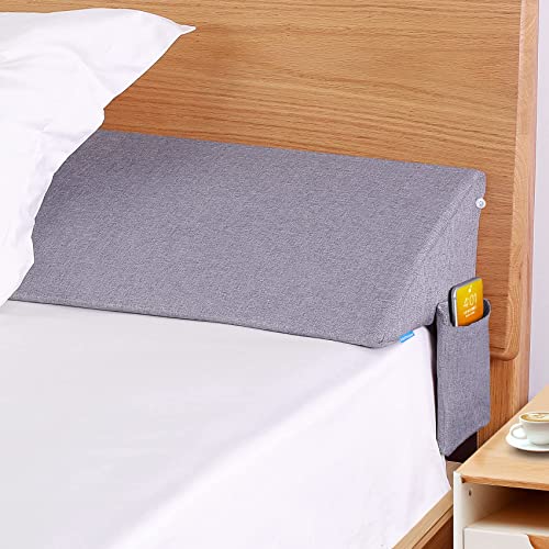 Banflower Almohada de cuña para cabecera, almohada multiusos, relleno de espacio para cama (0-6 pulgadas) entre colchón y cabecera o pared (gris completo 54 x 10 x 6 pulgadas)