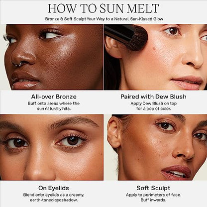Saie Sun Melt Bronzer - Bronceador en crema-bálsamo para esculpir el rostro - Contorno en crema con acabado aterciopelado - Bronce medio (1 oz)