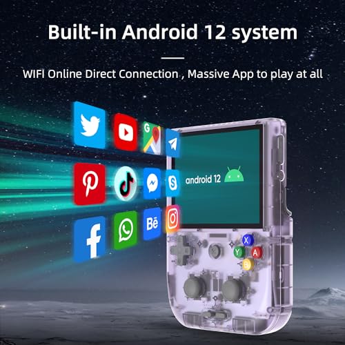 PRODUCTO 259 Consola de juegos portátil retro RG405V, Unisoc Tiger T618 Sistema Android 12 Pantalla táctil IPS de 4.0 pulgadas Soporte 5G WiFi Bluetooth 5.0 con tarjeta TF de 128G 3172 juegos Batería de 5500 mAh (púrpura)