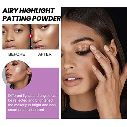 3 PCS Polvo De Hadas, Fairy Highlight Patting Powder Highlighter Body Ilumina el colorete en polvo facial tridimensional natural (3 colores)