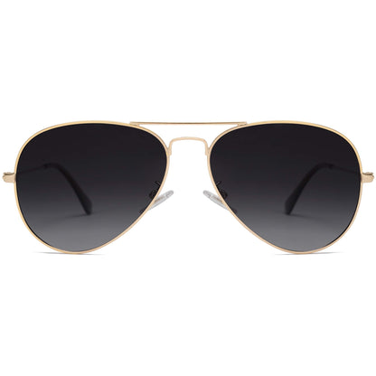 PRODUCTO 606-2 SOJOS Gafas de sol polarizadas de aviador clásicas para hombres y mujeres estilo retro vintage, dorado/gris degradado
