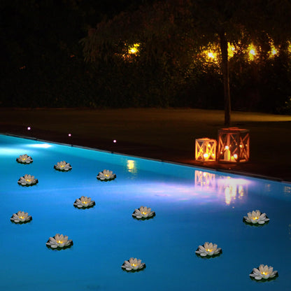 PRODUCTO 614-1 LACGO 12 PCS Luz de loto flotante impermeable - Luz de flor flotante Funciona con pilas Lámpara de flor de piscina blanca cálida activada por agua Boda, aniversario, decoración de jardín
