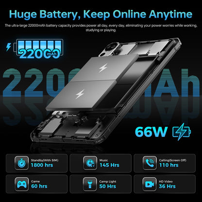 PRODUCTO 364 Tableta FOSSIBOT DT2 Android 13, batería de 22000 mAh (66 W), pantalla 2K FHD+ de 10,4 pulgadas, 20 GB de RAM+256 GB de ROM, cámara de 64 MP+32 MP, tableta resistente al agua IP68-IP69K, tableta resistente 4G Dual SIM/WiFi 6/OTG/GPS ( Azul)