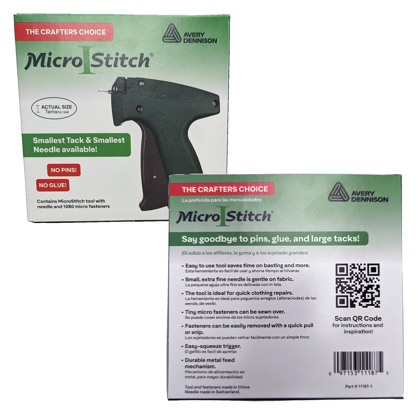PRODUCTO 360 MicroStitch El kit de pistola de etiquetado original: el kit de inicio incluye la herramienta de etiquetado de micropuntadas, 1 aguja, 600 sujetadores blancos y 480 sujetadores negros