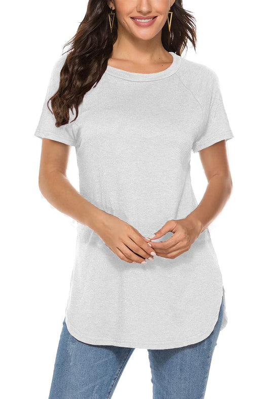 PRODUCTO 601-1 Newchoice Camisetas largas para mujer para usar con leggings Camisetas de manga raglán elegantes y cómodas (M,Blanco)