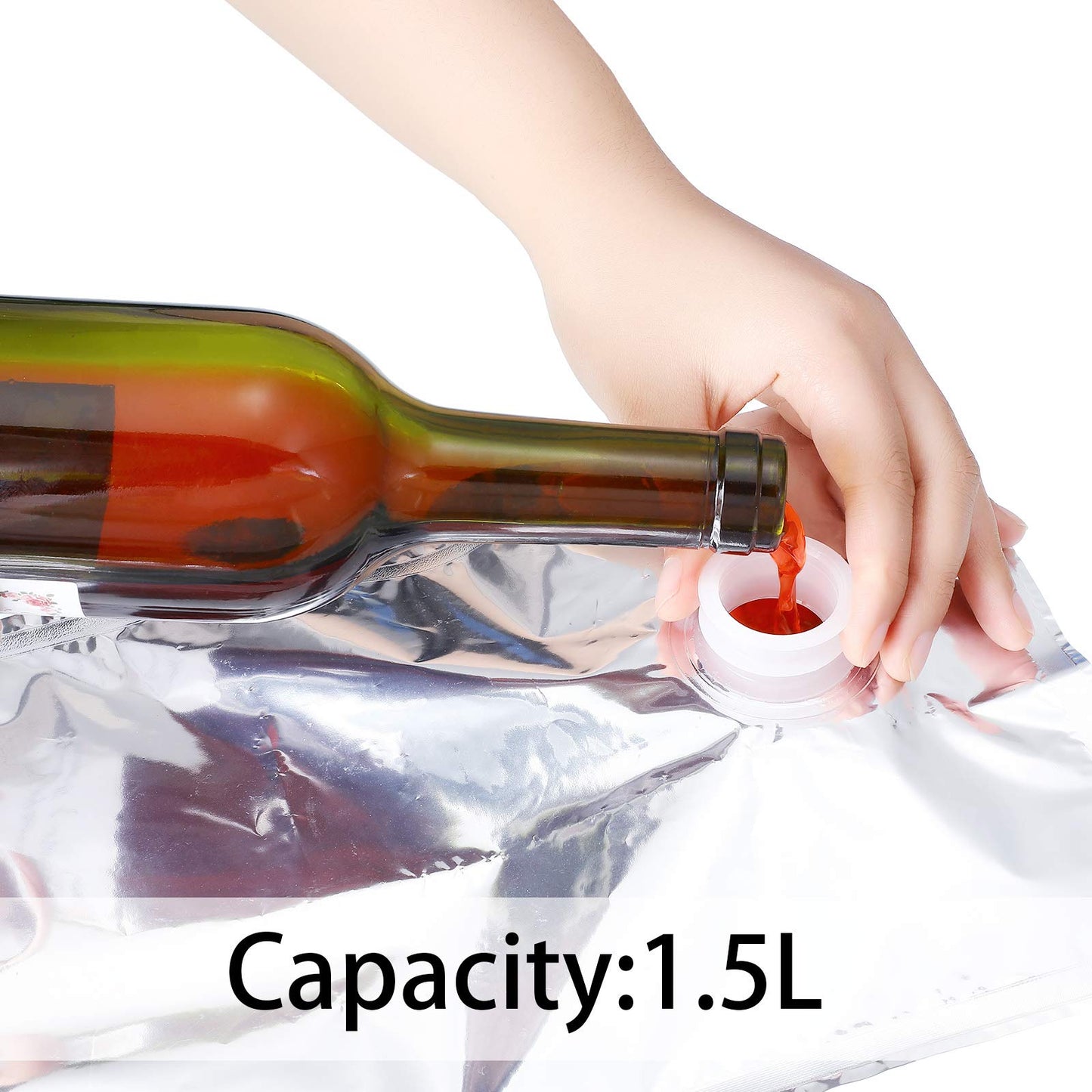 PRODUCTO 720-1 6 piezas Bolsas de repuesto para monederos de vino Bolsas de repuesto para botellas de vino Bolsa de almacenamiento de repuesto para vino recargable y reutilizable con pico para refrigeradores de vino, monederos, soportes  (1,5 L)