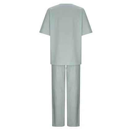 TIMIFIS Amazon Warehouse Venta Liquidación Verano 2 Piezas Trajes para Mujer Casual Algodón Lino Boho Conjuntos Camisetas de gran tamaño Pantalones de pierna recta