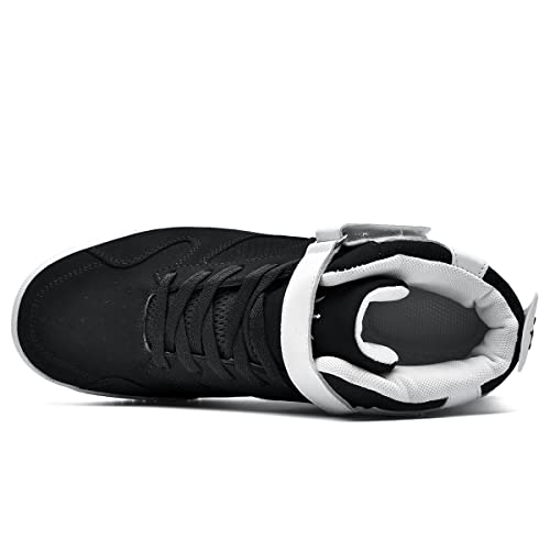 FZUU Zapatillas de deporte casuales de cuero para hombre de moda (9,5, negro)