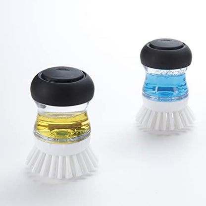 OXO Good Grips - Cepillo dispensador de jabón, color negro, transparente y blanco