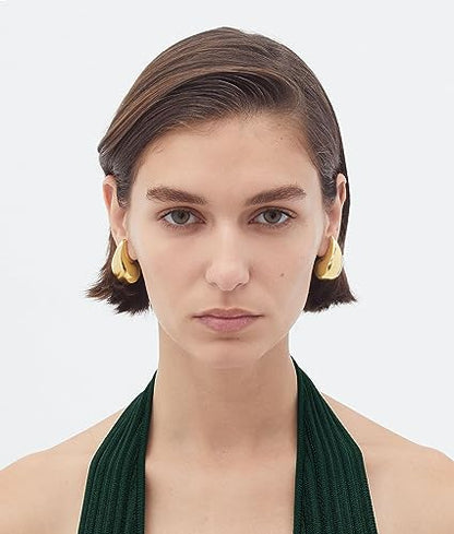 Bottega Earring Dupes 2 pendientes de aro de oro grueso para mujer, ligeros y cómodos, perfectos para fiestas y regalos (oro y plata)