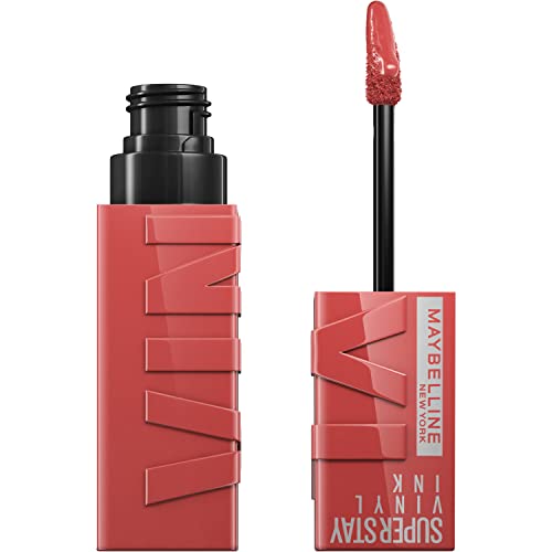 MAYBELLINE Super Stay Vinyl Ink Longwear No-Budge Liquid Lipcolor Makeup, Highly Pigmented Color and Instant Shine, Peachy, Peachy Nude Lipstick, 0.14 fl oz, 1 Count