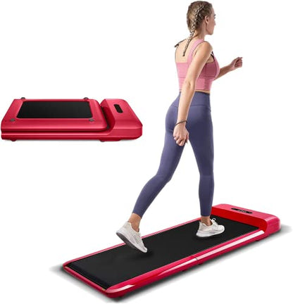 Walkingpad Under Desk Treadmill, Red Walking Pad Treadmill with Footstep Induction Speed Control, Untra Slim Smart Foldable Walking Treadmill Running Jogging Exercise Machine for Home Office C2 S1