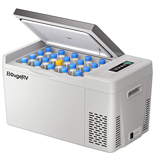 BougeRV Refrigerador de 12 voltios Refrigerador para automóvil de 12 V Congelador portátil de 23 cuartos Enfriador de compresor 12