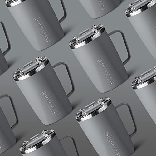 BrüMate Toddy - Taza de café aislada 100% a prueba de fugas con asa y tapa - Taza de viaje de acero inoxidable - Taza de café de doble pared (gris mate)