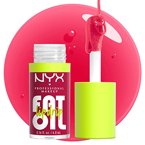 NYX PROFESSIONAL MAKEUP Fat Oil Lip Drip, Moisturizing, Shiny and Vegan Tinted Lip Gloss - Newsfeed (Rose Nude)